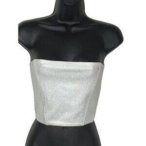 Zara women's strapless tube top small silver